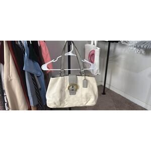 Vintage Coach East West Satchel. White with Gray Accent with mini coach